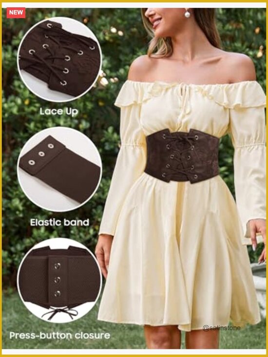 Wide Elastic Corset Belt with Press Button Closure for Costumes main image 5